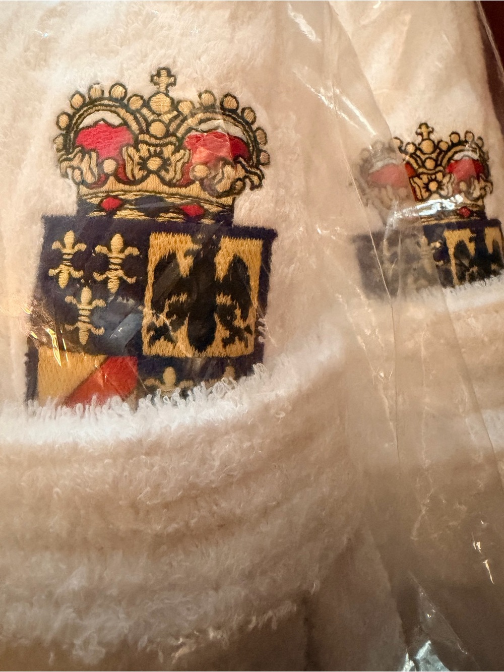 Men's Large White Embroidered Ville D’Este Italy 🇮🇹 Bath Robe - Picture 3 of 6
